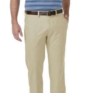 Haggar Cool 18 Pro Straight Fit Men's Khaki Slacks, Gabardine, 38Wx30L